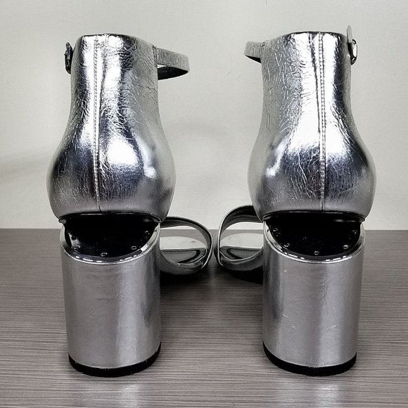 Alexander Wang Abby Silver Metallic Leather Sandals, Womens Size 9 / 39 - Picture 5 of 10